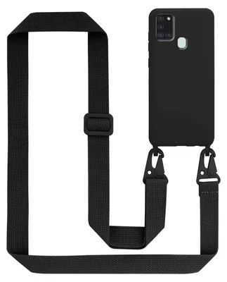 Obrázek produktu pro Cadorabo Ochranné pouzdro pro Samsung Galaxy A21s Case v černé barvě Pouzdro na mobilní telefon s řetízkem Délka nastavitelného řemínku na šňůru