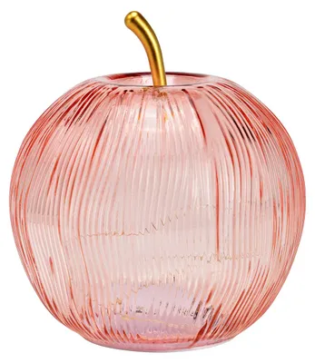 Productafbeelding van Decoratieve appel van glas met 15 LED's en timer, roze (B/H/D) 16x17x16cm