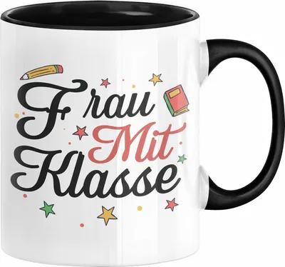 Produktbild von Lehrerin Geschenk Tasse Frau Mit Klasse Geschenkidee Abschied Beste Lehrerin Abschiedsgeschenk (Schwarz)