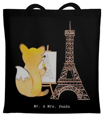 Produktbild von Mr. & Mrs. Panda Tote Bag Fuchs Urban sketching - Schwarz - Geschenk, Einkaufstasche, Shopping Tasche, Zeichenschule, Künstler, Laptoptasche, Zeichnen, Malen, Beutel