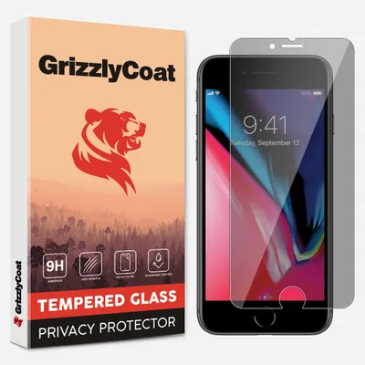 Produktbild von GrizzlyCoat Easy Fit AntiSpy iPhone 8 Panzerglas Gehärtetes Glas Displayschutz Privacy - Hüllenfreundlich + Applikator