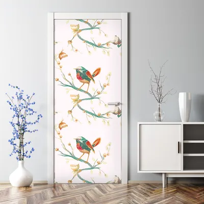 Produktbild von Dekorative Türaufkleber selbstklebend Klebefolie Aufkleber Vogel auf Zweig 77 x 200 cm