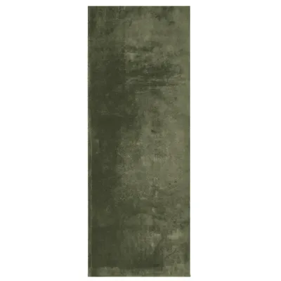 A rectangular rug with a textured, mottled green surface.