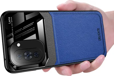 Produktbild von Huawei Nova 10 Pro Hülle, TPU Stossfest Anti-rutsch Leder Glas Len Hybrid Schutzhülle für Huawei Nova 10 Pro Blau