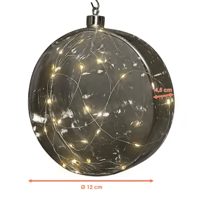 Produktbild von 1.01 LED Glas Kugel THE DISC - Ø 12 cm / 10 LED - hochwertige Deko zum hängen - Farbe: anthrazit