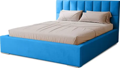 Produktbild von Polsterbett Dream 180x200 cm, Bett mit Kopfteil, Doppelbett mit Bettkasten, Lattenrost und Matratze aus Holz, Velourstoff:  Hellblau