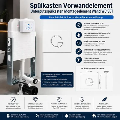 Produktbild von Vorwandelement Unterputz WC Spülkasten ECO Montageelement Unterputzspülkasten Hängewand Rigipsspülkasten Trockenwandspülkasten