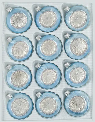Produktbild von 12 tlg. Glas-Weihnachtskugeln Set in "Vintage Ice Blau Silber"