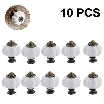 Produktbild von 10 Stück Schubladenknöpfe Kommode Möbelknöpfe Keramik 30mm Türknäufe Vintage Kabinett Knöpfe Moebelknauf Griff Garderobe Ziehgriffe Möbelgriff für Inneneinrichtung Küche Badezimmer