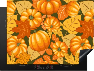 Produktbild von KitchenYeah© Herdabdeckplatte Herbst - Muster - Kürbis , 70x52cm, Küche Deko, Glaskeramikkochfeld Herdabdeckung, Abdeckplatte fùr Kochfeld