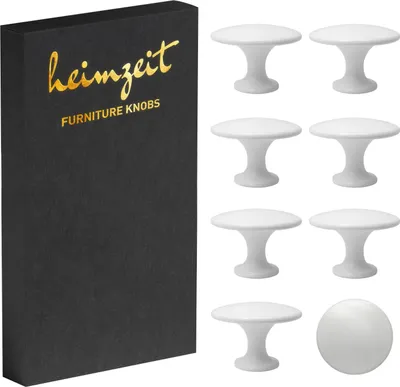 Produktbild von 8x Möbelknöpfe Weiß Schrankknöpfe Metall Möbelgriff Schubladenknopf Türknauf