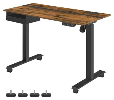 Obrázok produktu pre Elektrický stojací pracovný stôl, hnedý/čierny - oceľ - 60 x 120 cm - výška 72-120 cm