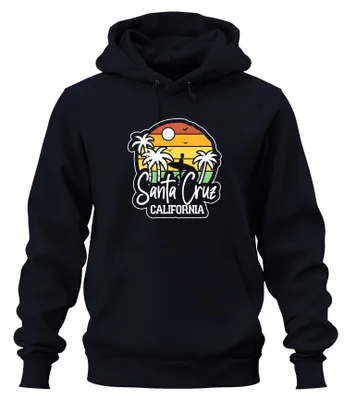 Immagine prodotto di Felpa con cappuccio a tema surf, ideale per ammirare il tramonto alle Hawaii, colore blu navy, taglia 3XL