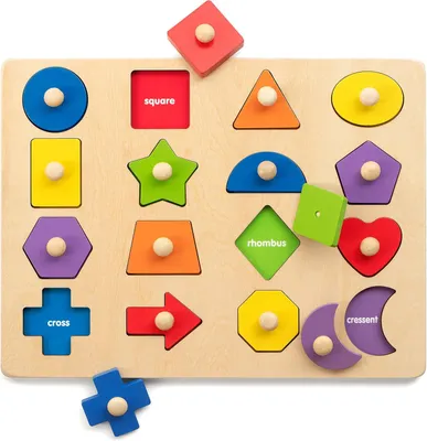 Zdjęcie produktu dla Drewniane puzzle z elementami do wkładania - Tablica do sortowania kolorów, rozwijająca motorykę małą - Edukacyjna zabawka dla przedszkolaków, idealna jako prezent