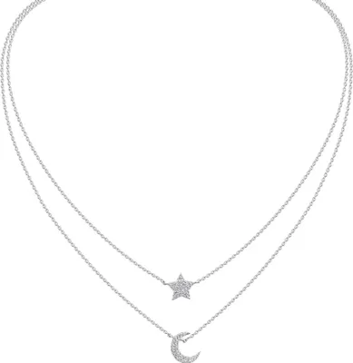 Produktbild von Celesta Silber Collier 925 Silber rhodiniert Zirkonia