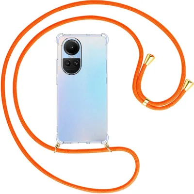 Produktbild von Handykette Backcover-Schutzhülle mit Band (Metall goldfarben) für Oppo Reno10 5G, Reno10 Pro 5G (6.7'') - neonorange