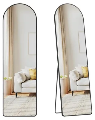 Obrázok produktu pre Zrkadlo s ohnutým rámom z tvrdeného skla | Čierna farba | 150x40 cm