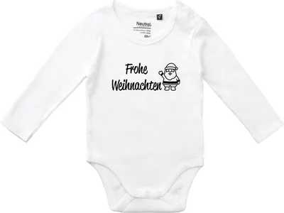 Produktbild von Huuraa Baby Body Frohe Weihnachten Weihnachtsmann 68 White  Baumwolle Fairtrade Langarmbody Geschenkidee