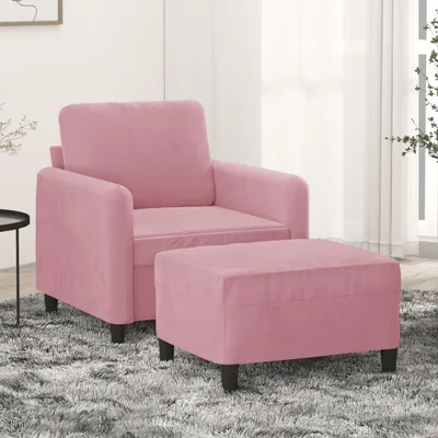 Produktbild von Rosa Sessel mit Hocker, 60 cm, aus Samt, 19.45 kg