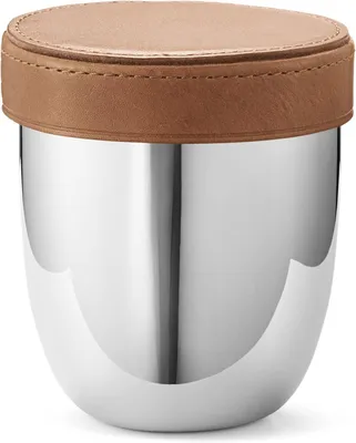 Produktbild von Georg Jensen SKY Würfel-Reiseset mit Becher & 5 Würfeln, Leder & Edelstahl (10019307)