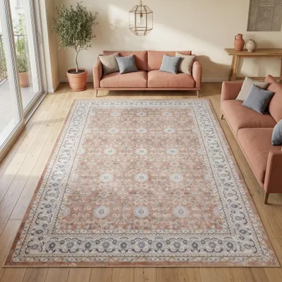 Image de Homebyhome Tapis lavable vintage tapis court salon chambre design oriental entretien facile Taille: 120x170 cm
