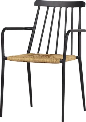 Image de Evira Chaise de jardin empilable, noir et naturel.