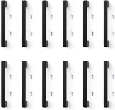 Produktbild von 12 Stahl-Zubehörteile, schwarz, 128 mm, Gabelabstand, Küchenzubehör, Stahl, Ladegrepen, verbesserte abgerundete quadratische Anti-Schlaggrepen für Küchenkästen
