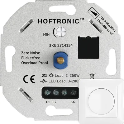 Image de HOFTRONIC - Variateur LED 3-200W Universel blanc encastré rotatif