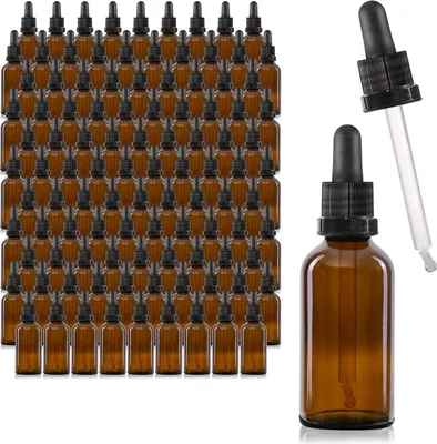 Produktbild von Oputec 105x 50ml Pipettenflasche aus Braunglas mit Glaspipette: Großpackung – Apothekerflasche für Aromatherapie ätherische Öle Kosmetik Tropfflasche