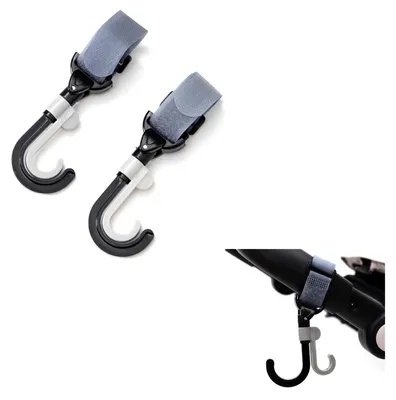 Produktbild von Cangaroo Kinderwagen-Universalhaken Hookey 1606 Selbstverschluss 2er-Set bis 3kgs schwarz
