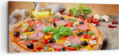 Produktbild von Bild auf Leinwand - Leinwandbild - Pizza Käse Tomaten - 120x50cm - Wand Bild - Wanddeko - Leinwanddruck - Bilder - Kunstdruck - Wanddekoration - Leinwand bilder - Wandkunst - AB120x50-4024