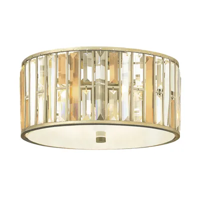 Produktbild von Zeitgenössische Deckenleuchte Gemma Stahl Silber Blatt Kristall 3 Lichter E27