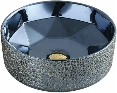 Produktbild von Waschbecken Aufsatzwaschen Waschtisch Keramikspüle Silber Antik Barok Retro Keramik 41x41cm