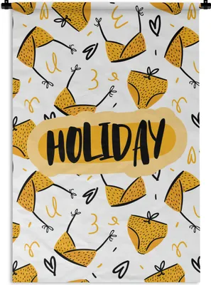 Produktbild von MuchoWow® Wandteppich Wandbehang Sommer - Schwarz - Bikini 60x90 cm Tapisserie Dekoration Wandtuch - Foto-Teppich - Abwaschbar