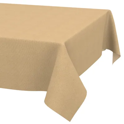 Produktbild von Tischdecke 140x220cm Rechteckig Beige DanceDirty abwaschbar Leinenoptik wetterfest Falschuni Modern Schnittkante