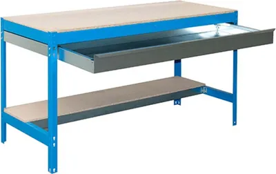 Produktbild von PROREGAL Werkbank BUFFALO mit Schubfach | HxBxT 84x150x76cm | Traglast 600kg | Blau