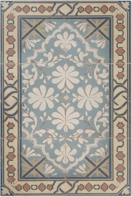 Produktbild von Geometrische florale Muster im Retrostil – Vinylteppich – 60x90 cm – Indoor Teppich – Flur – Pflegeleicht – Modern