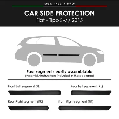 Produktbild von Seitenleisten Stoßfänger für Fiat Tipo Sw 2015 mit doppelseitigem Aufkleber 3M