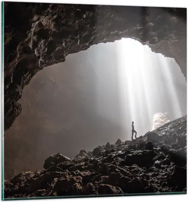 Produktbild von Bilder auf glas - Einteilig - Höhle Morgendämmerung Frau - 70x70cm - Glasbilder - Wandbilder - Bilder - zum Aufhängen bereit - Wanddekoration aus Glas - Glas Bilder - Wandbild auf Glas - GAC70x70-4468