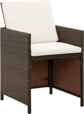 Produktbild von vidaXL Gartenstühle mit Kissen 4 Stk. Poly Rattan Braun