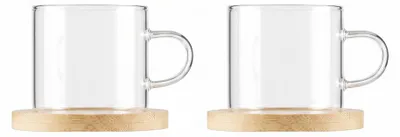 Produktbild von Teetassen mit Untertassen aus Bambus – 2er-Set
