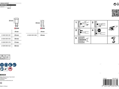 Obrázek produktu pro Bosch 2608599037 Kit frese a secco diamantate 5 parti 1 pz., Řezák, Kámen, Taška, Bosch, Stříbrná, 5 kusů