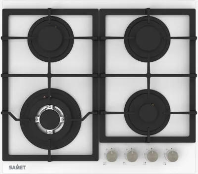Immagine prodotto di Piano Cottura gas 4 fuochi 60 cm vetro bianco Samet Dafne60