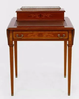 Produktbild von Casa Padrino Luxus Barock Schreibtisch Hellbraun / Echtleder Braun ausklappbar 104 x 49 x H. 80 cm - Massivholz Antik Stil Sekretär mit Schublade