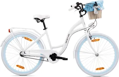 Produktbild von Goetze Style 26 Zoll City Bike, 43 cm ALU Rahmen, 3-Gang Shimano Nexus, Rücktrittbremse & V-Bremse, LED-Beleuchtung, Gepäckträger, Rattankorb mit Bezug