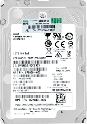 Immagine prodotto di Disco rigido HP EG001200JWJNQ 1,2Tb 128Mb Cache 10000Rpm Sas III 2,5" pollici 876938-002
