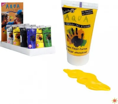 Produktbild von Aqua Fingerfarbe gelb 40 ml Schminke Wasserfarbe Kostüm-Zubehör