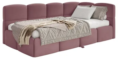 Image de Selsey Cloudy - Lit rembourré, velours rose, 170x185 cm - côté droit