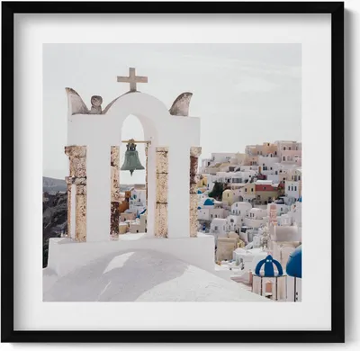 Produktbild von Architektur auf Santorin (Griechenland)– Wandbild mit Rahmen – Gerahmtes Bild  – Wanddekoration – 50x50 cm –  Schwarz Rahmen