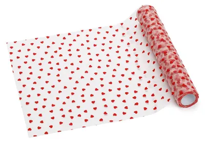 Produktbild von Roter Tüll Tischläufer mit Herzen, 36 cm x 9 m, zuschneidbar für Hochzeit & Valentinstag